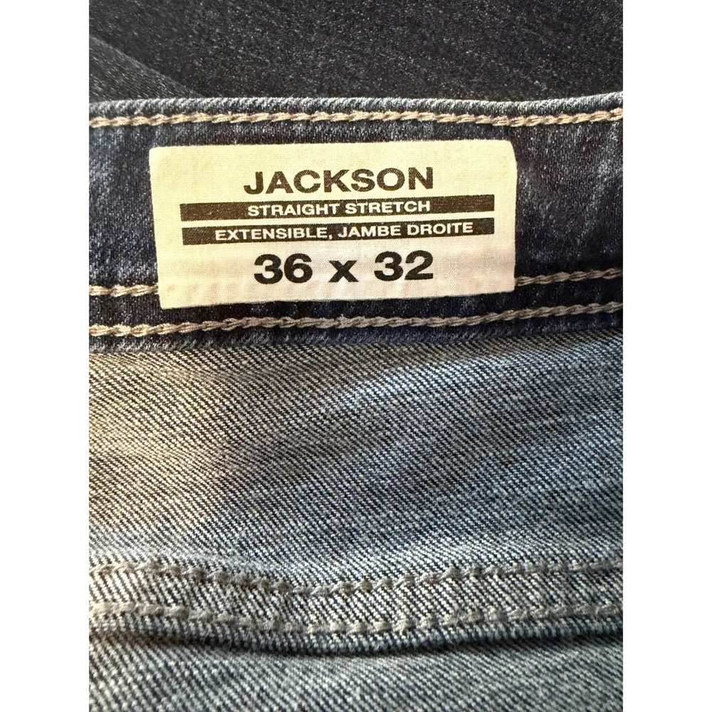 Buffalo David Bitton Jackson Straight Stretch Jeans Men's 36x32 Dark Wash Blue